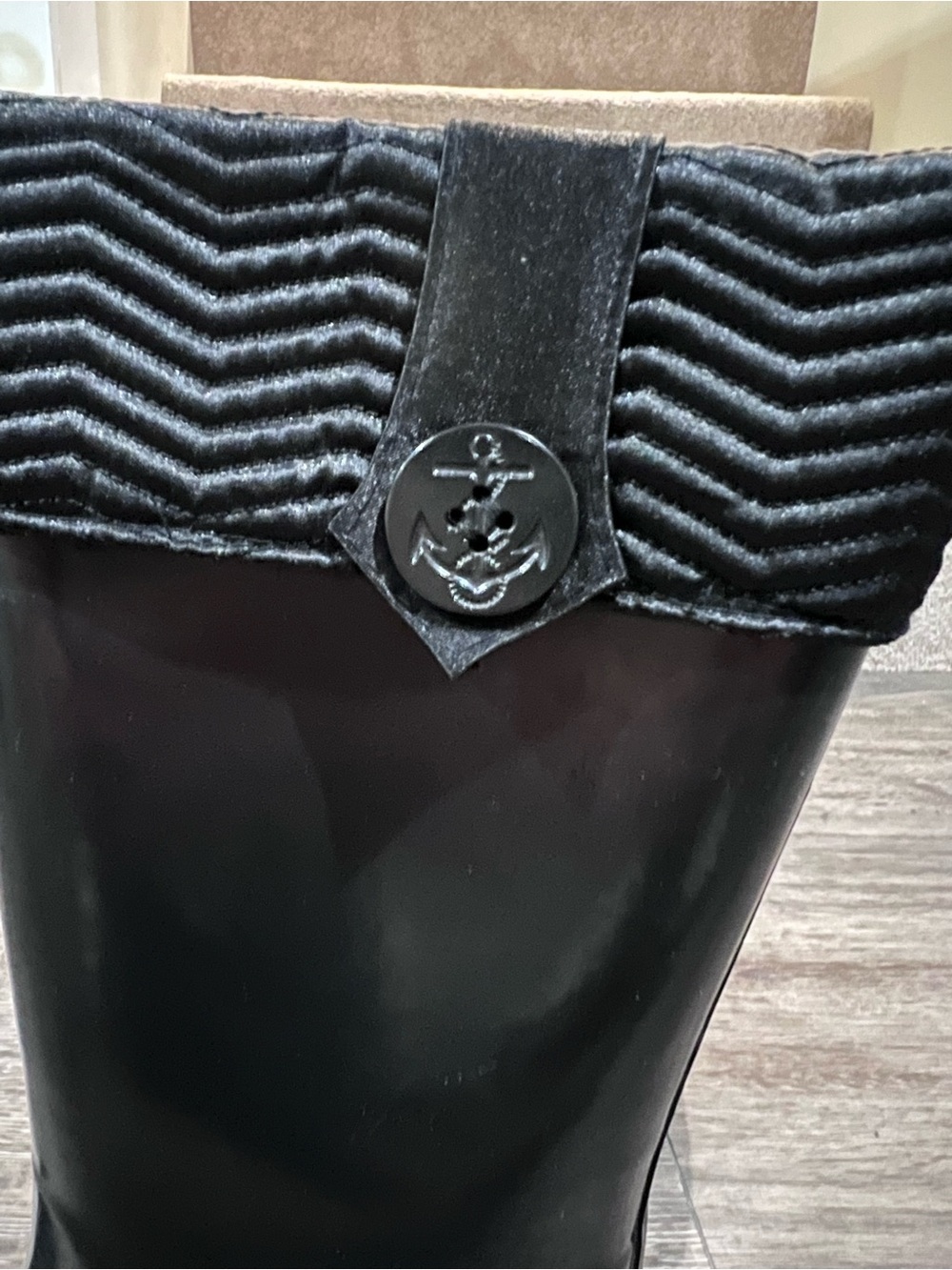 Sperry Top-Sider Women’s Black Tall Rain Boots with Quilted Cuff With 2” Heel - Picture 4 of 6